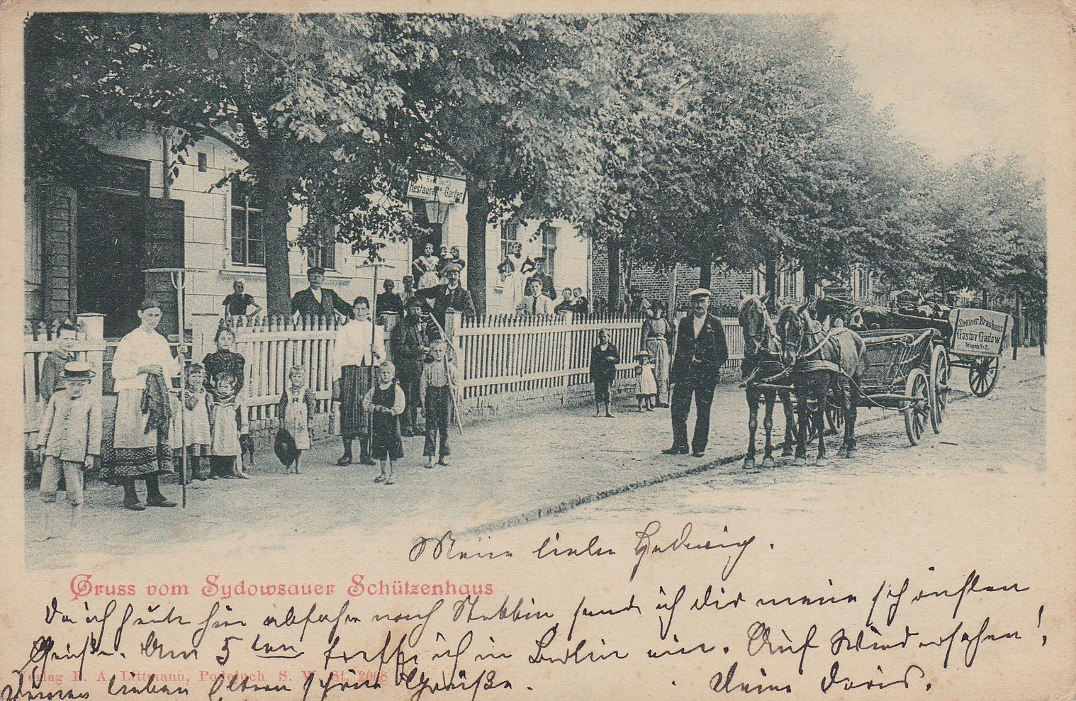 Restauracja Sydowsaue Schutzenhaus na starej pocztówce